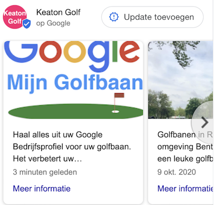 Google Mijn Golfbaan updates en posts